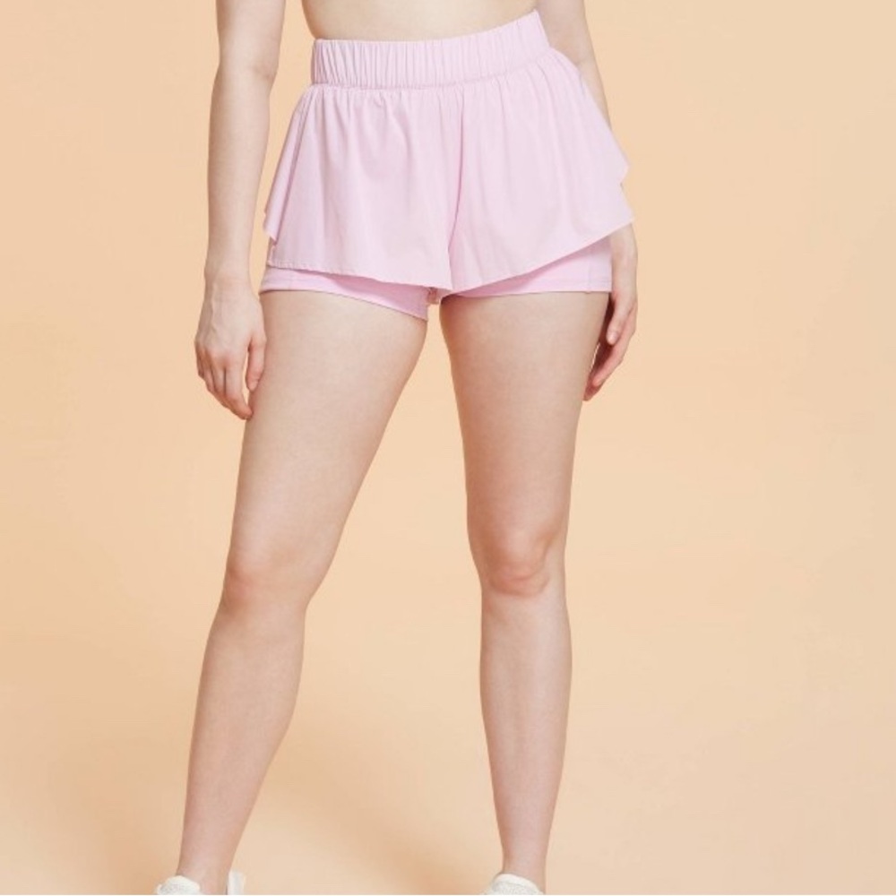 Blogilates Pink Ruffle Shorts XS NWT